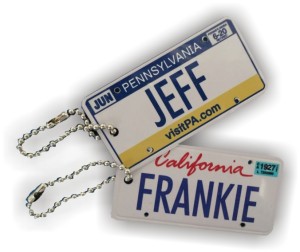 Tag UR It! inc.'s custom name and date license plate keychains